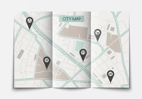 Açık kağıt şehir haritası — Stok Vektör