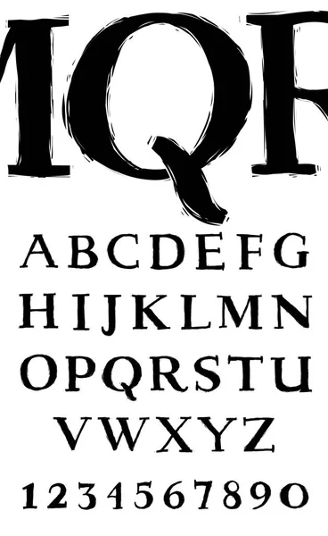 Handgeschreven serif alfabet — Stockvector
