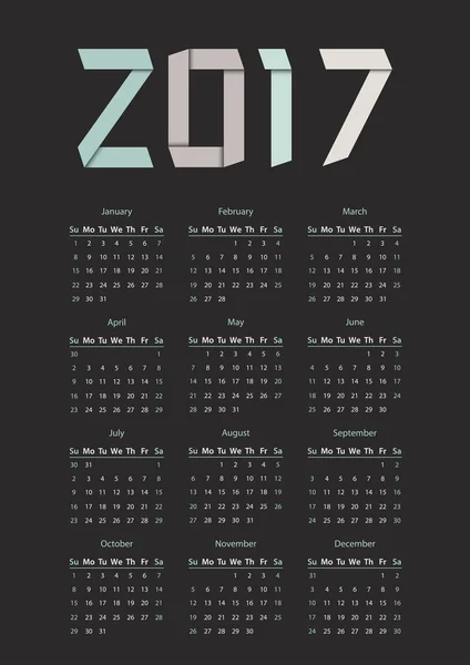 Der Kalender 2017 — Stockvektor
