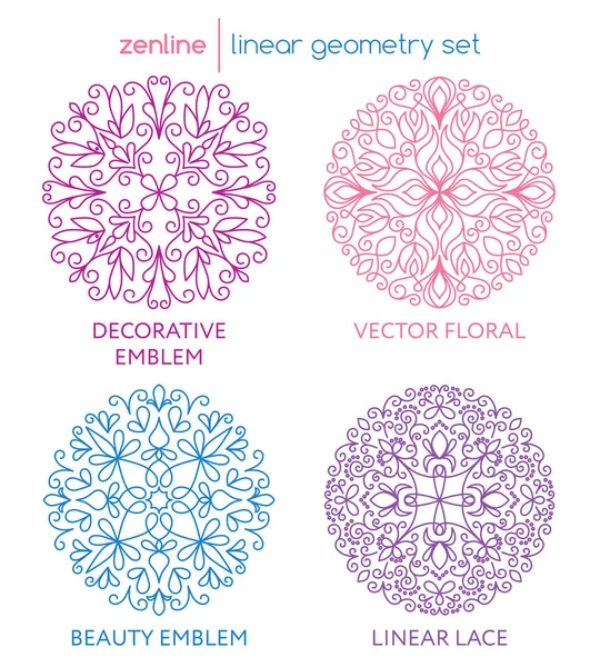 Emblemas abstractos lineales vectoriales — Archivo Imágenes Vectoriales