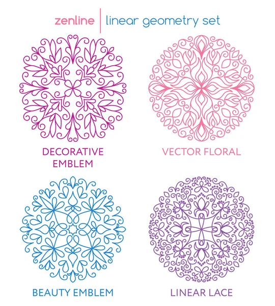 Emblèmes abstraits vectoriels linéaires — Image vectorielle