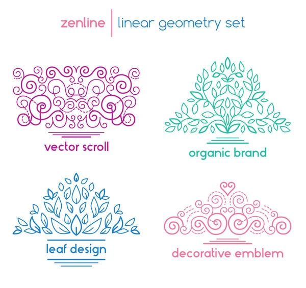 Emblemas abstractos lineales vectoriales — Archivo Imágenes Vectoriales