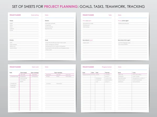 Project planner template — Stock Vector