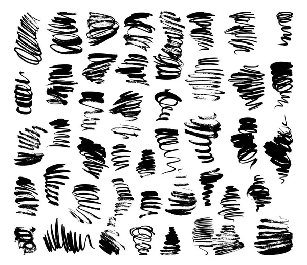 Negro cepillo trazos conjunto — Archivo Imágenes Vectoriales