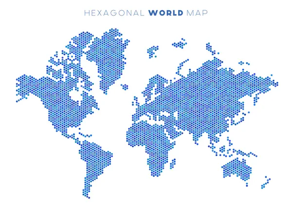 Mapa mundial hexagonal vectorial — Vector de stock
