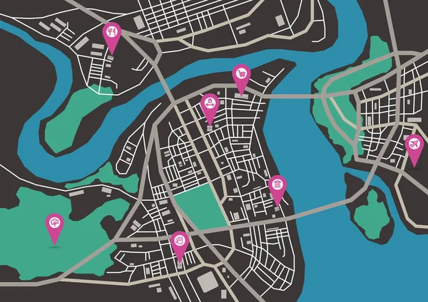Vector χάρτη της πόλης — Διανυσματικό Αρχείο