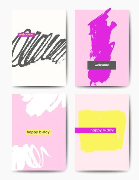 Cartes postales d'anniversaire Grunge modernes — Image vectorielle