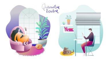 Karantina sırasında evde çalışan insanlar