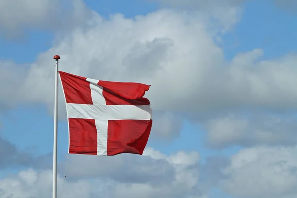 Deense vlag zwaaien — Stockfoto