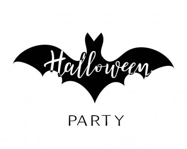 Cadılar Bayramı vektör yazı. Yarasalar ile tatil hat.