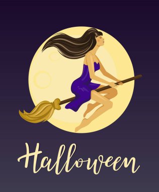 Cadılar Bayramı vektör yazı. Bir cadı ile tatil hat.