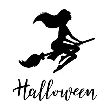 Cadılar Bayramı vektör yazı. Bir cadı ile tatil hat.