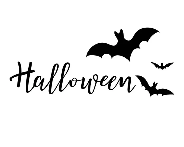 Lettrage vectoriel Halloween. Calligraphie de vacances avec chauves-souris . — Image vectorielle