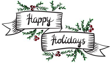 'Mutlu tatil' şerit vektör çizim