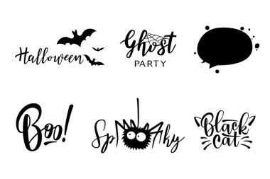 Cadılar Bayramı vektör yazı kümesi. 