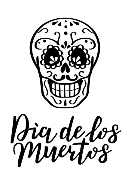 Tag der Darstellung des toten Vektors. Handskizzierter Schriftzug 'dia de los muertos' (Tag der Toten) für Postkarte — Stockvektor