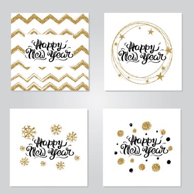 Vektör çizim mutlu yeni yıl altın harflerle ayarla