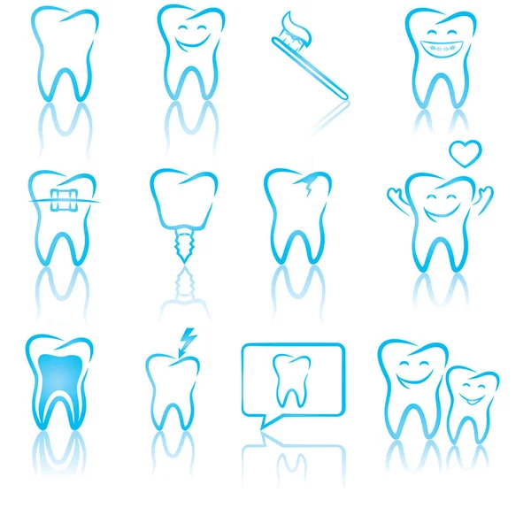 Ensemble de symboles de dentisterie — Image vectorielle