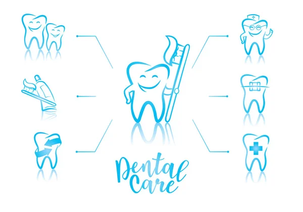 Infographie des symboles de dentisterie — Image vectorielle