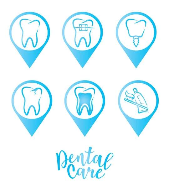 Conjunto de símbolos odontológicos — Vetor de Stock