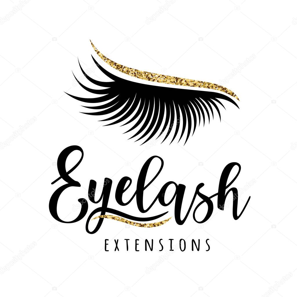 Eyelash extension logo. Vector illustration of lashes. For beauty salon, lash extensions maker.