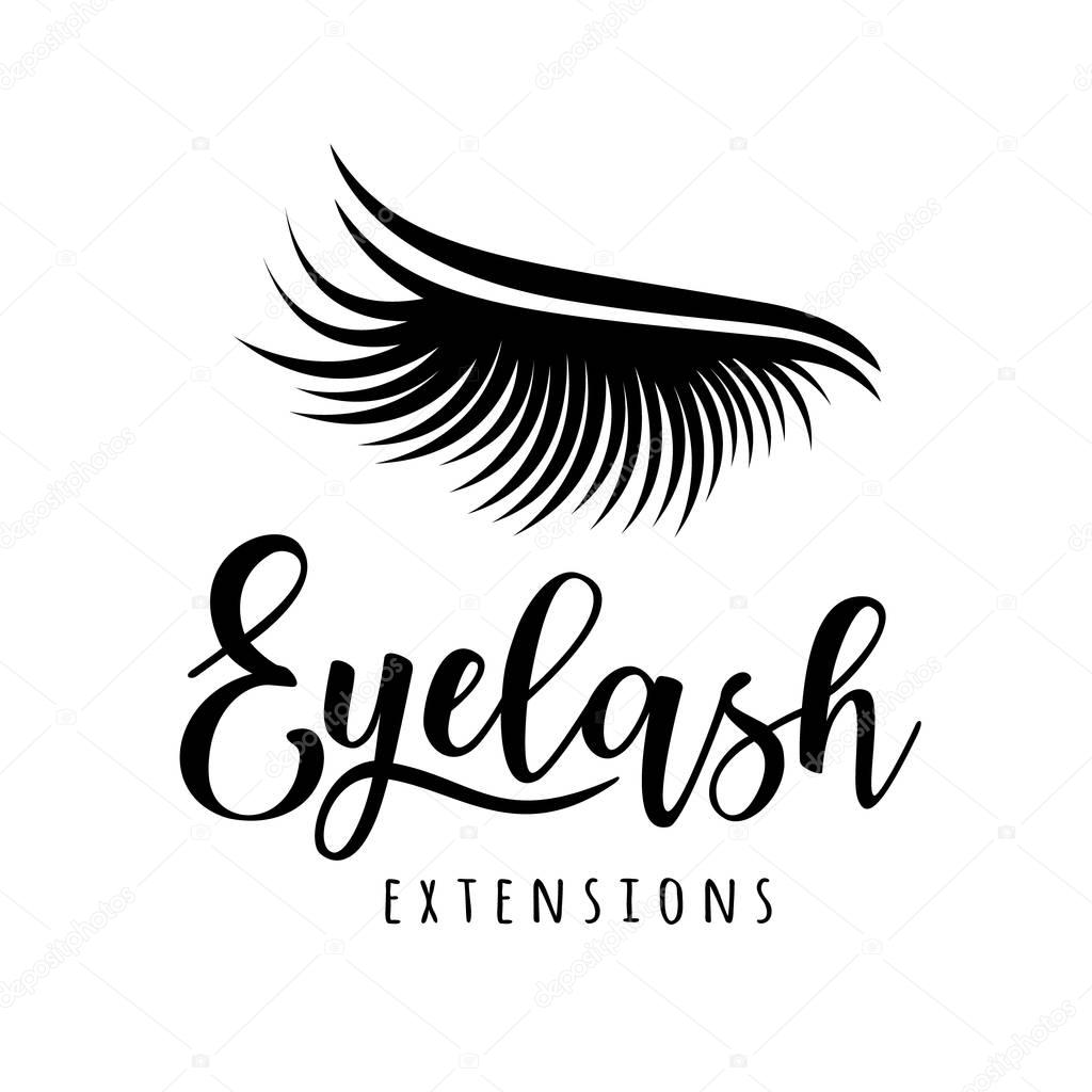 Eyelash extension logo. Vector illustration of lashes. For beauty salon, lash extensions maker.