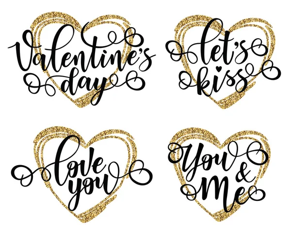 Inspirational lettering motivation posters set for Valentine's Day — Stock Vector