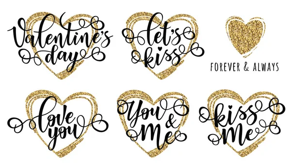 Inspirational lettering motivation posters set for Valentine's Day — Stock Vector