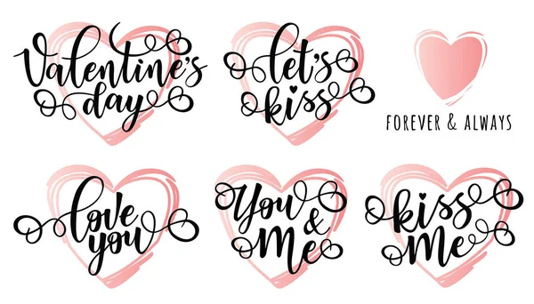 Inspirational lettering motivation posters set for Valentine's Day — Stock Vector