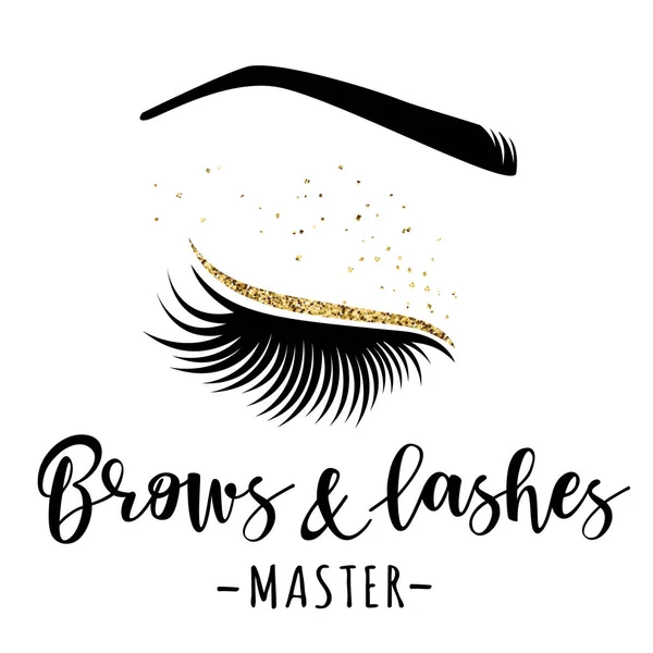 Brows e cílios logotipo de ouro —  Vetores de Stock