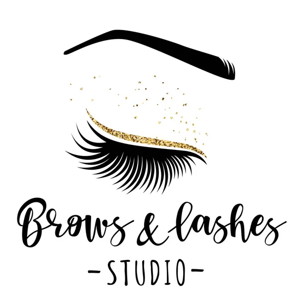 Brows e cílios logotipo de ouro —  Vetores de Stock