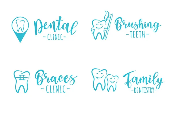 Set di etichette odontoiatriche per una clinica dentistica — Vettoriale Stock