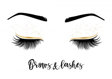 Brows and lashes lettering clipart