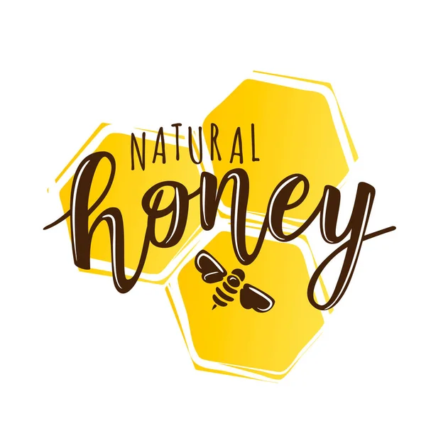 Vector illustration of a 'natural honey' lettering — Stock Vector