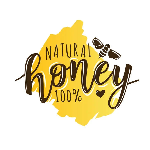 Vector illustration of a 'natural honey' lettering — Stock Vector