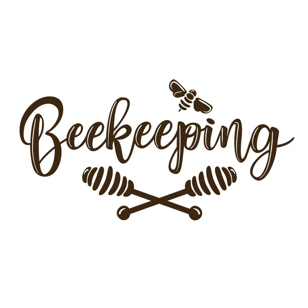 Vector illustration of a 'beekeeping' lettering — Stock Vector