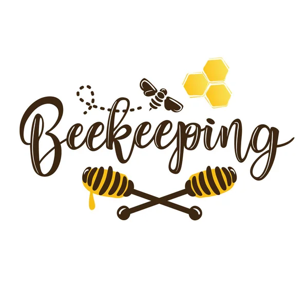 Vector illustration of a 'beekeeping' lettering — Stock Vector