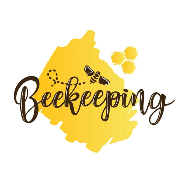 Vector illustration of a 'beekeeping' lettering — Stock Vector