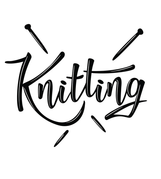 'Knitting' lettering logo for yarn store — Stock Vector