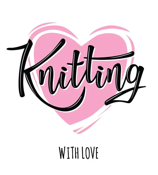 'Knitting' lettering logo for yarn store — Stock Vector