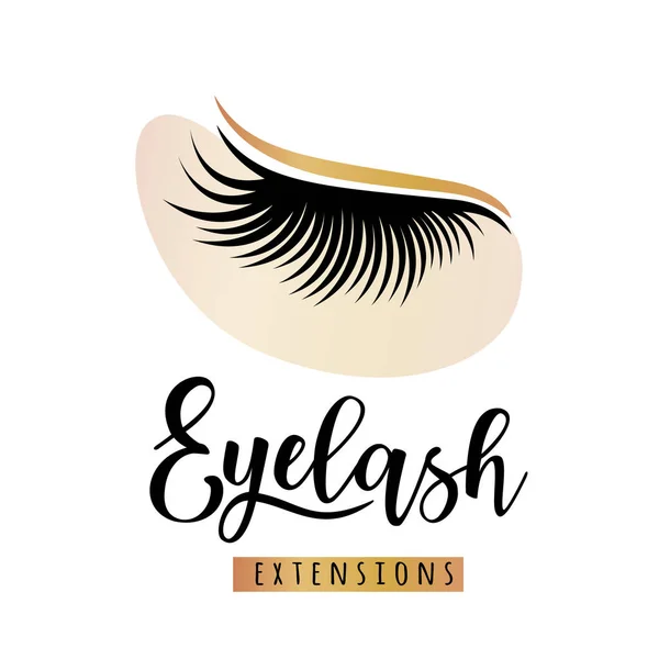 Eyelash extensions logotyp med ögonlapp — Stock vektor