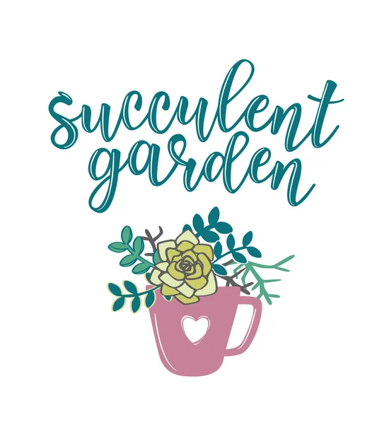 Lettrage "Jardin succulent" — Image vectorielle