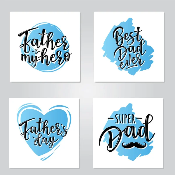 'Father is my hero' lettering poster set — Stock Vector