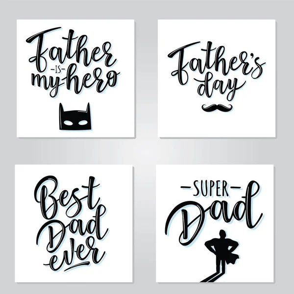 'Father is my hero' lettering poster set — Stock Vector