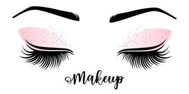Makeup master logo. Vector illustration of lashes and brow.
