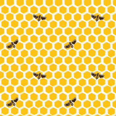 Vektör seamless modeli peteğin ve arılar