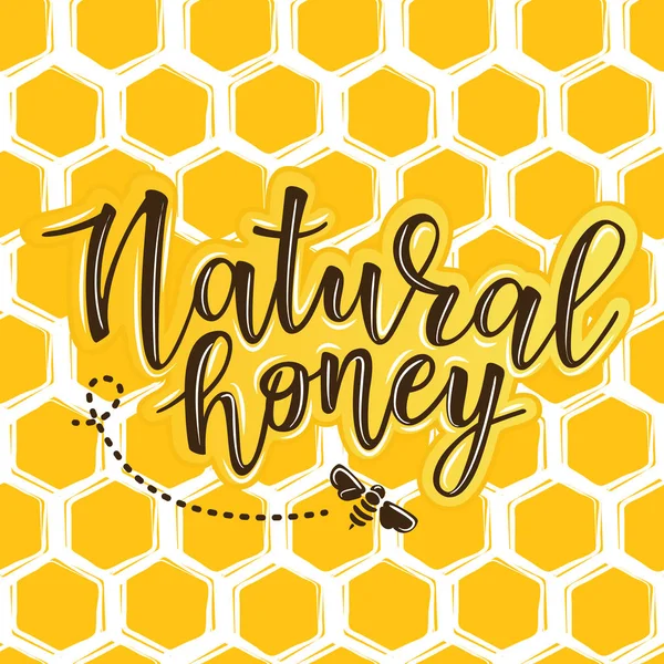 Vector illustration of a 'natural honey' lettering — Stock Vector
