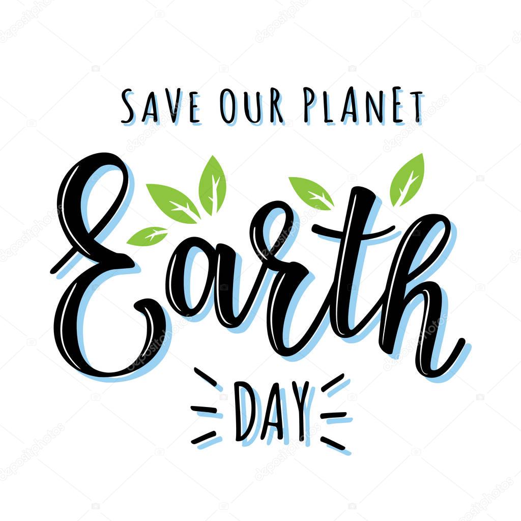 Vector illustration of 'Earth day' lettering