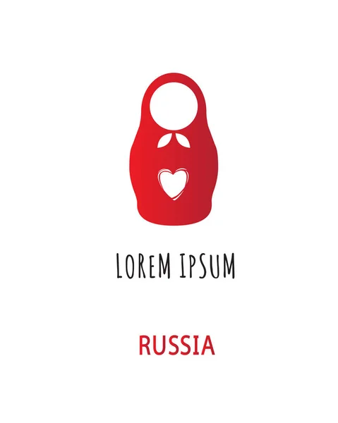 Inscription Russia, lorem ipsum with Russian doll. — Stock Vector