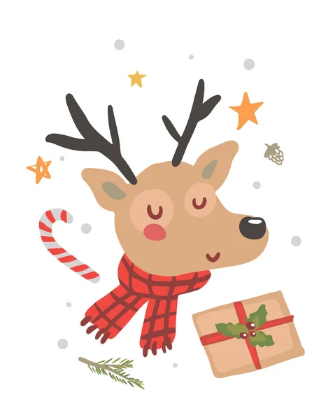 Christmas deer on a white background — Stock Vector